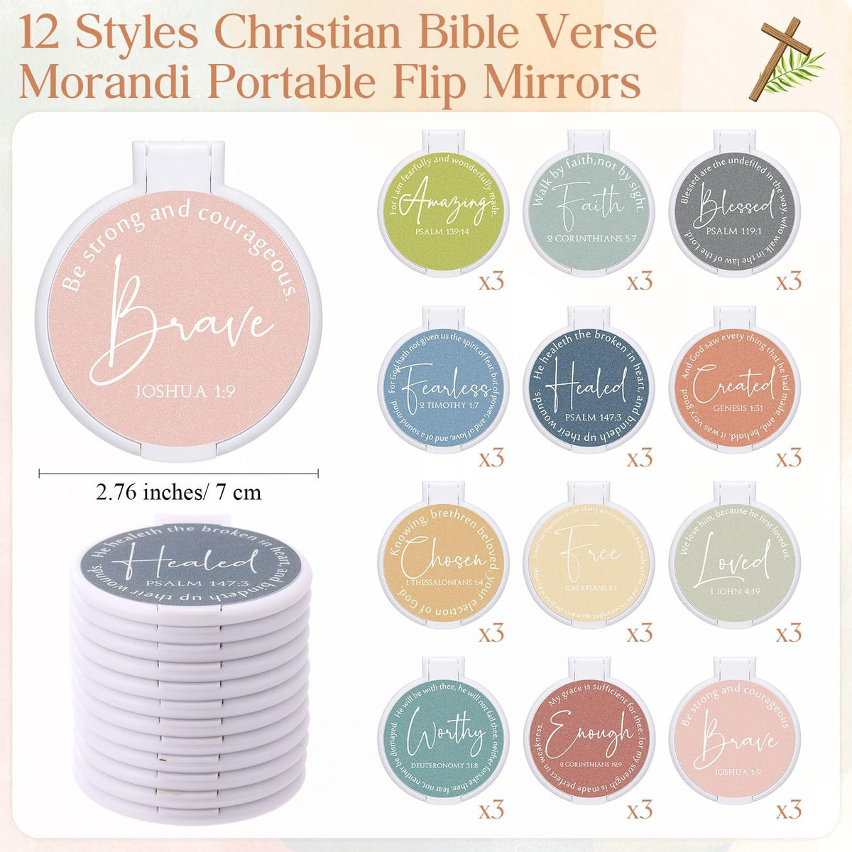 Christian Compact Mirrors Set - 36 Portable Flip-Top Pocket Mirrors with Bible Verses for Women