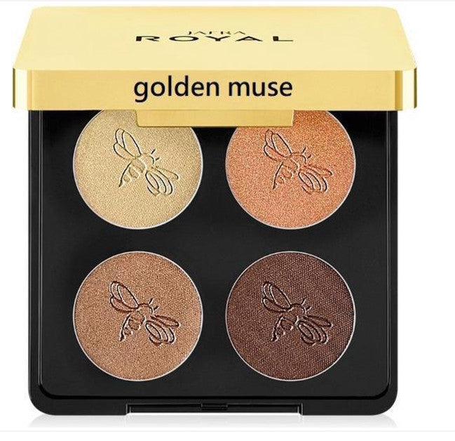 Luxury Eyeshadow Quad with Royal Jelly - Golden Muse, Long-Lasting & Highly Pigmented