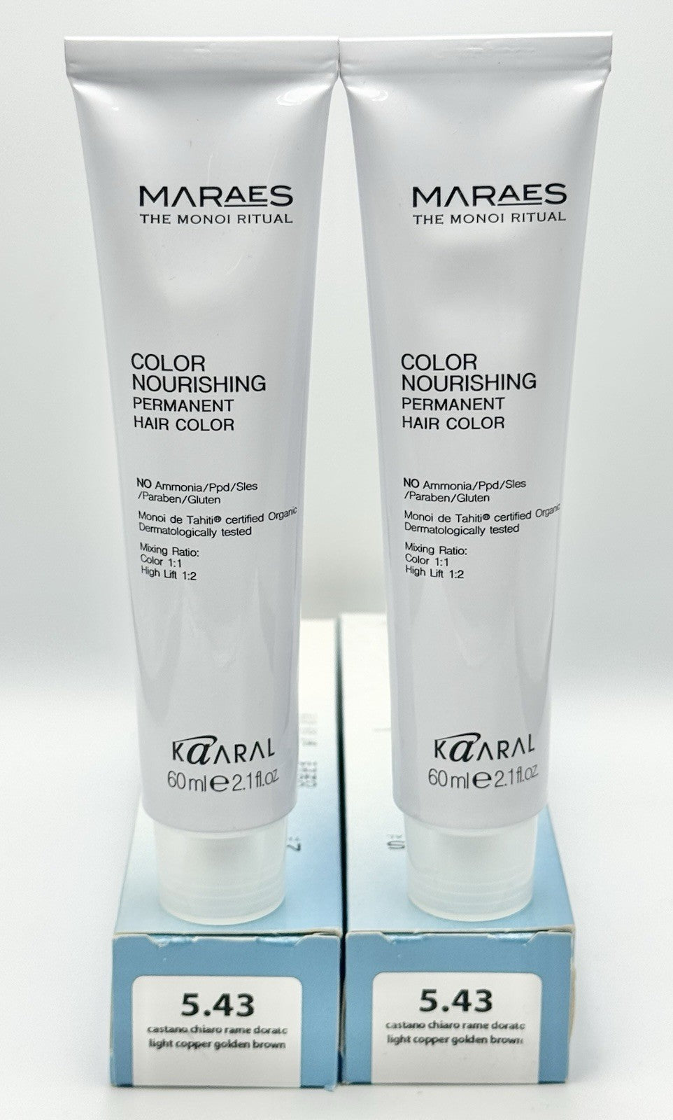 Permanent Hair Color 5.43 Light Copper Golden Brown - 2x