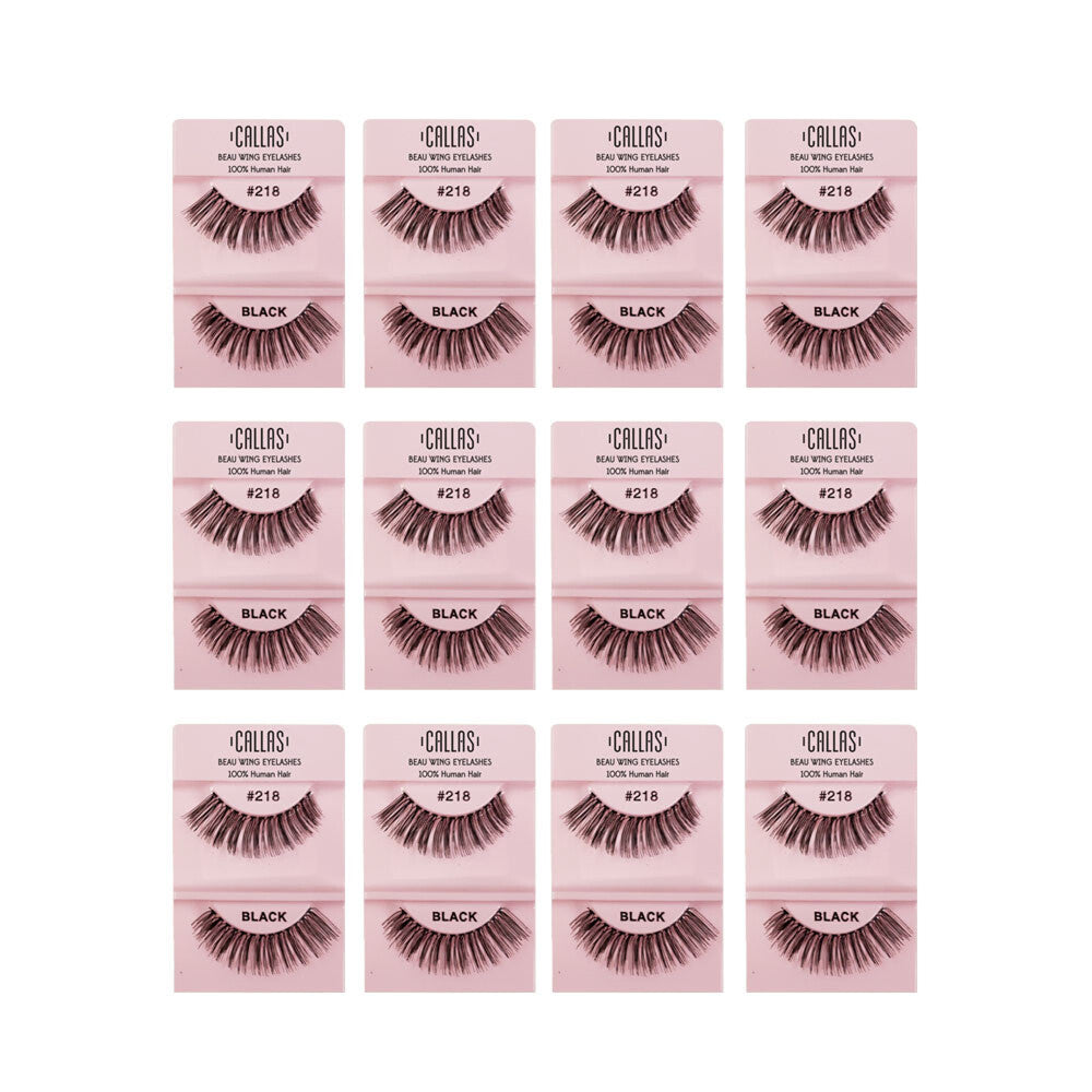 False Eyelashes, #218, 12 Pairs - 100% Human Hair Individual Lashes