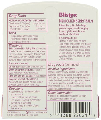 Medicated Lip Balm SPF 15 - Berry Flavor, 12 Pack, Moisturizing & Sun Protection
