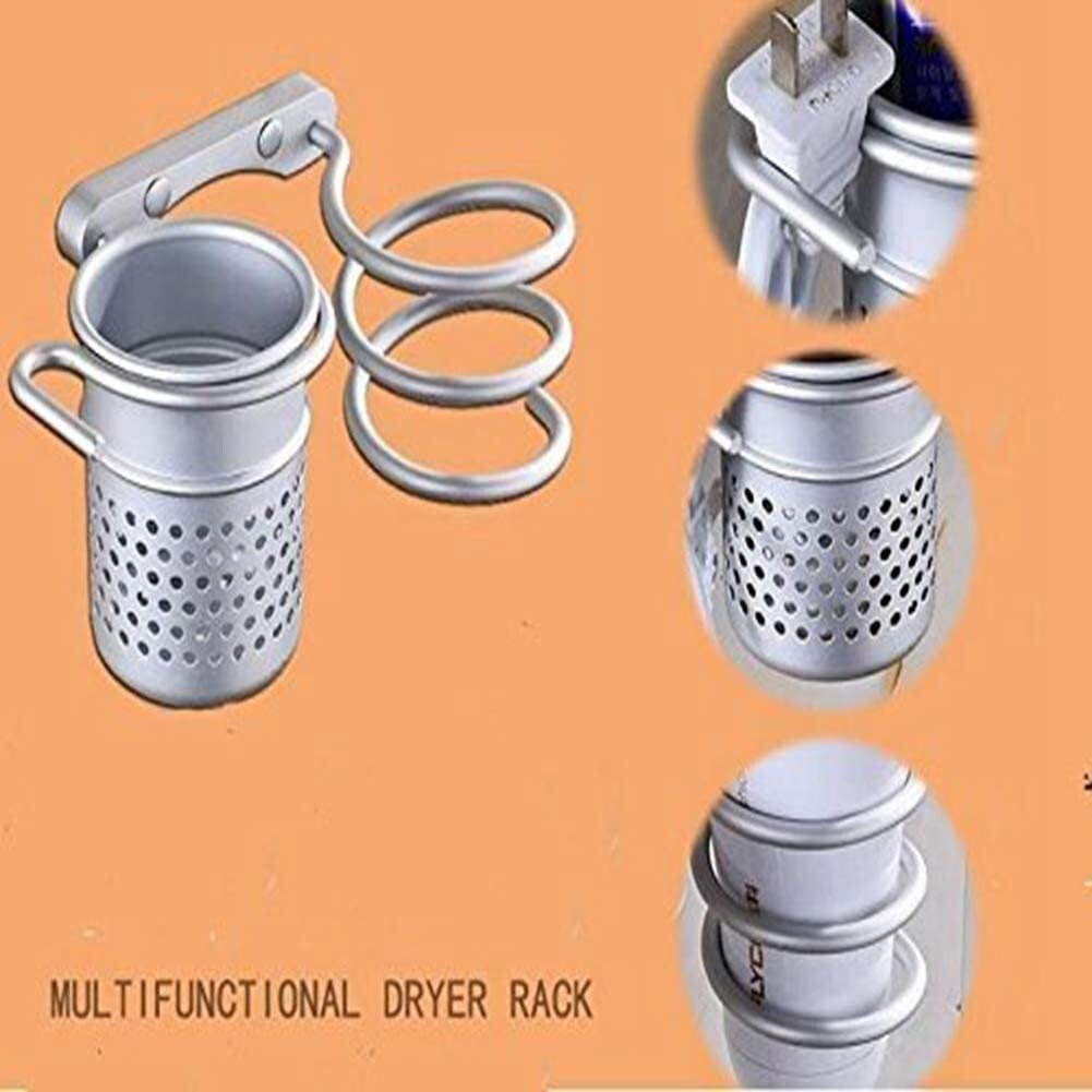 Wall-Mounted Hair Dryer Holder with Comb Storage Rack for Bathroom