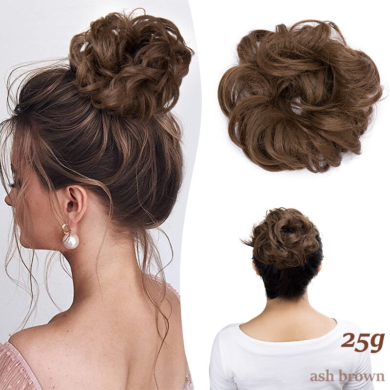 Natural Curly Messy Bun Hair Piece Extensions - Real Human Hair, Updo Scrunchie