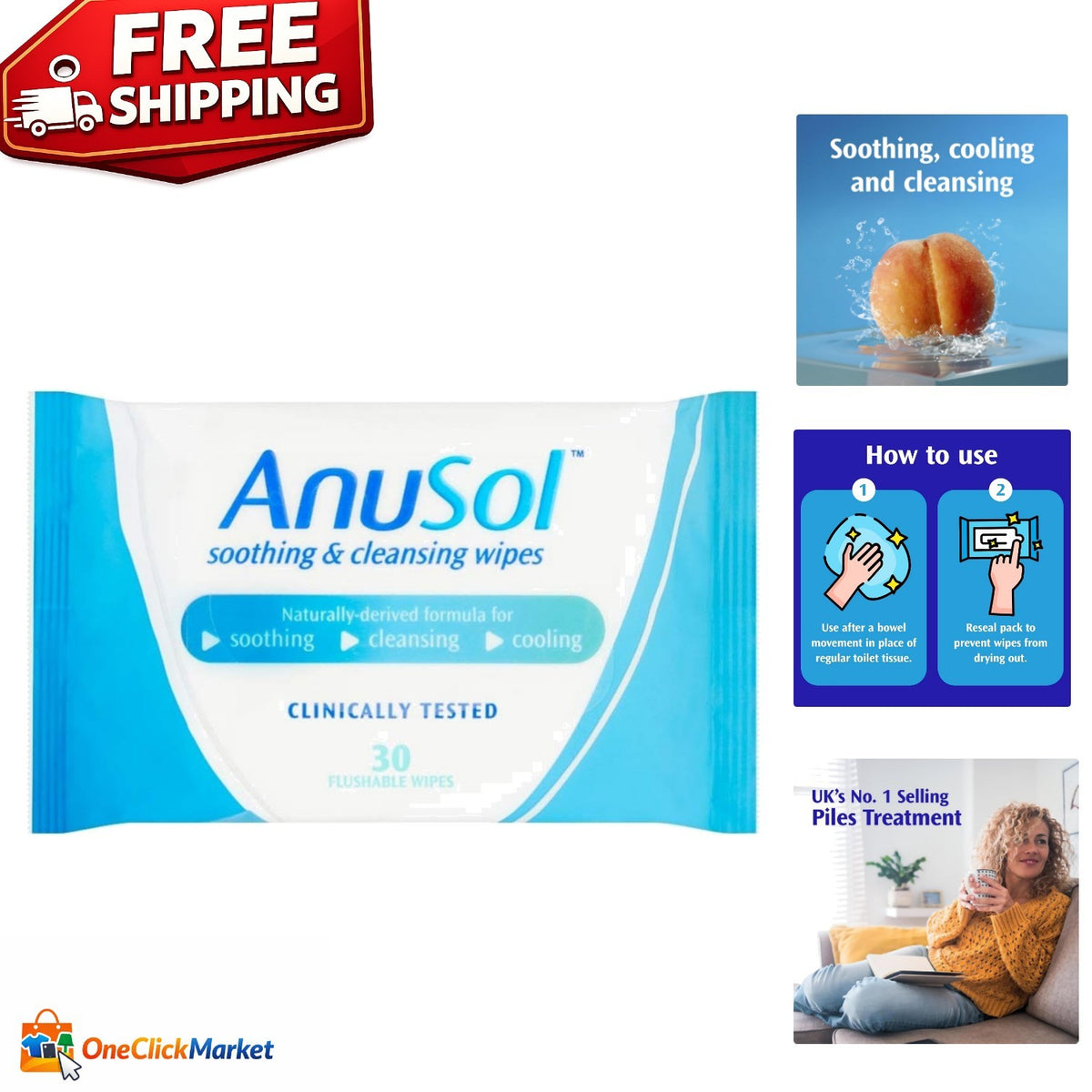 Eco-Friendly Chamomile Cleansing Wipes - 30 Pack for Sensitive Skin
