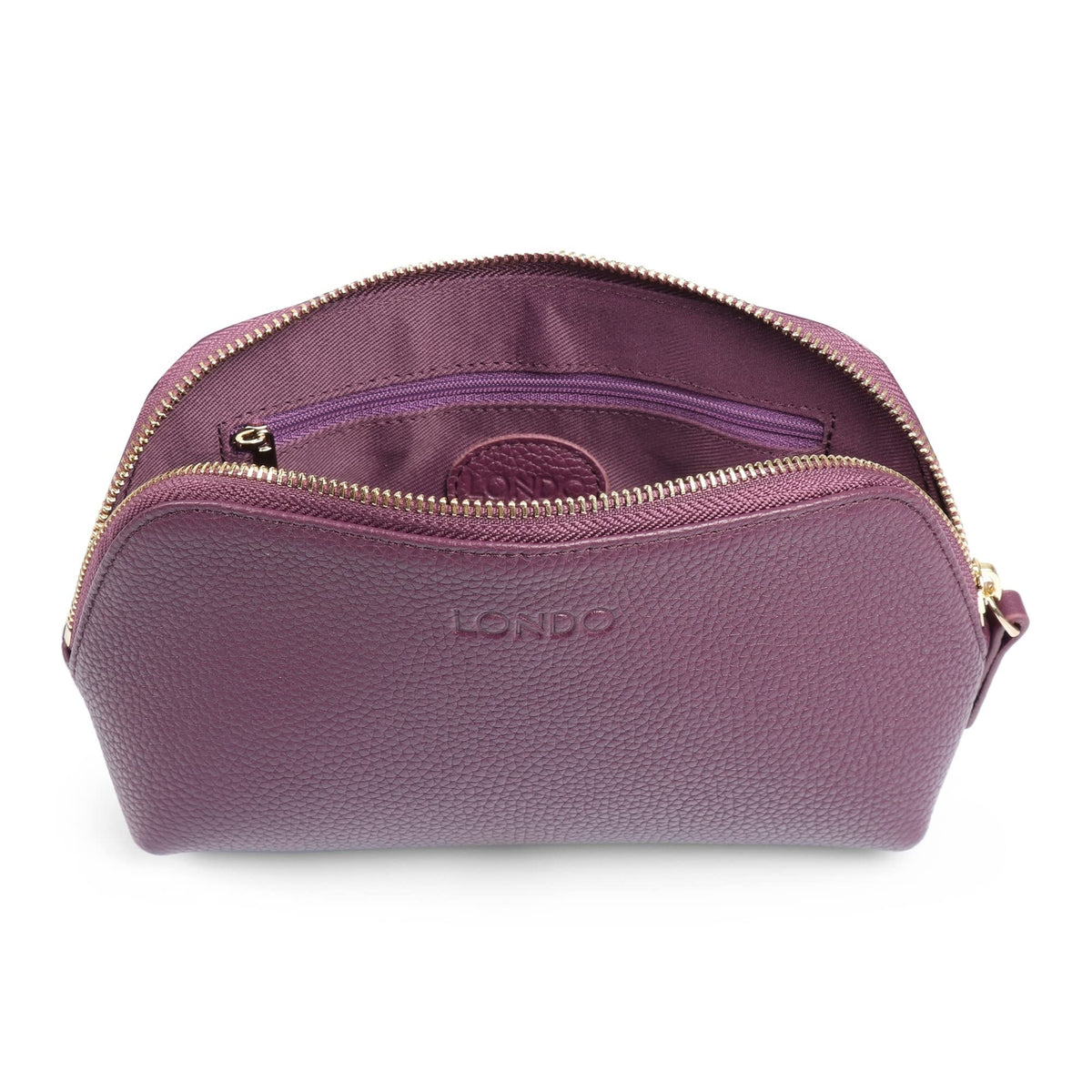 Genuine Leather Makeup Bag Travel Organizer Clutch for Cosmetics & Toiletries