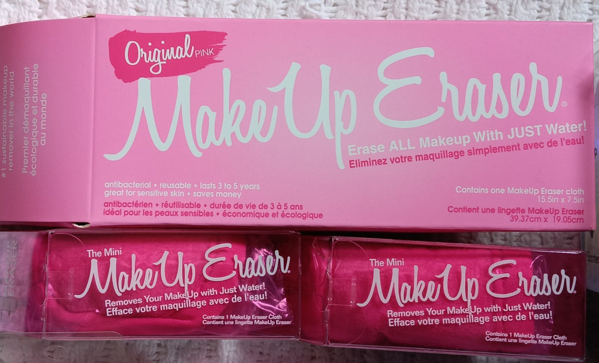 MakeUp Eraser Pink Makeup Cleaning Cloths & Blending Sponges - Full Size Set