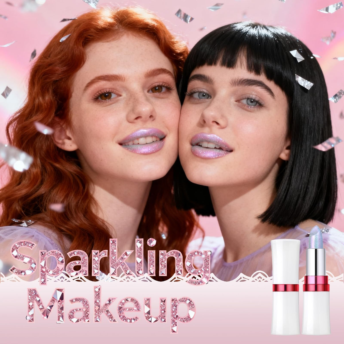 Chameleon Color-Shifting Glitter Lipstick - Silver Pink 0.12oz