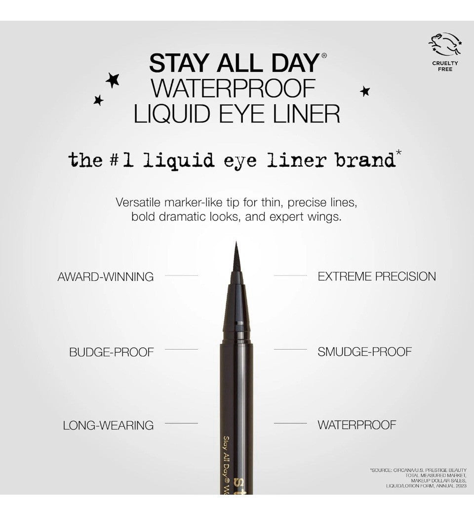 Stila Stay All Day Waterproof Liquid Eye Liner 2 Pack Travel Size - Black