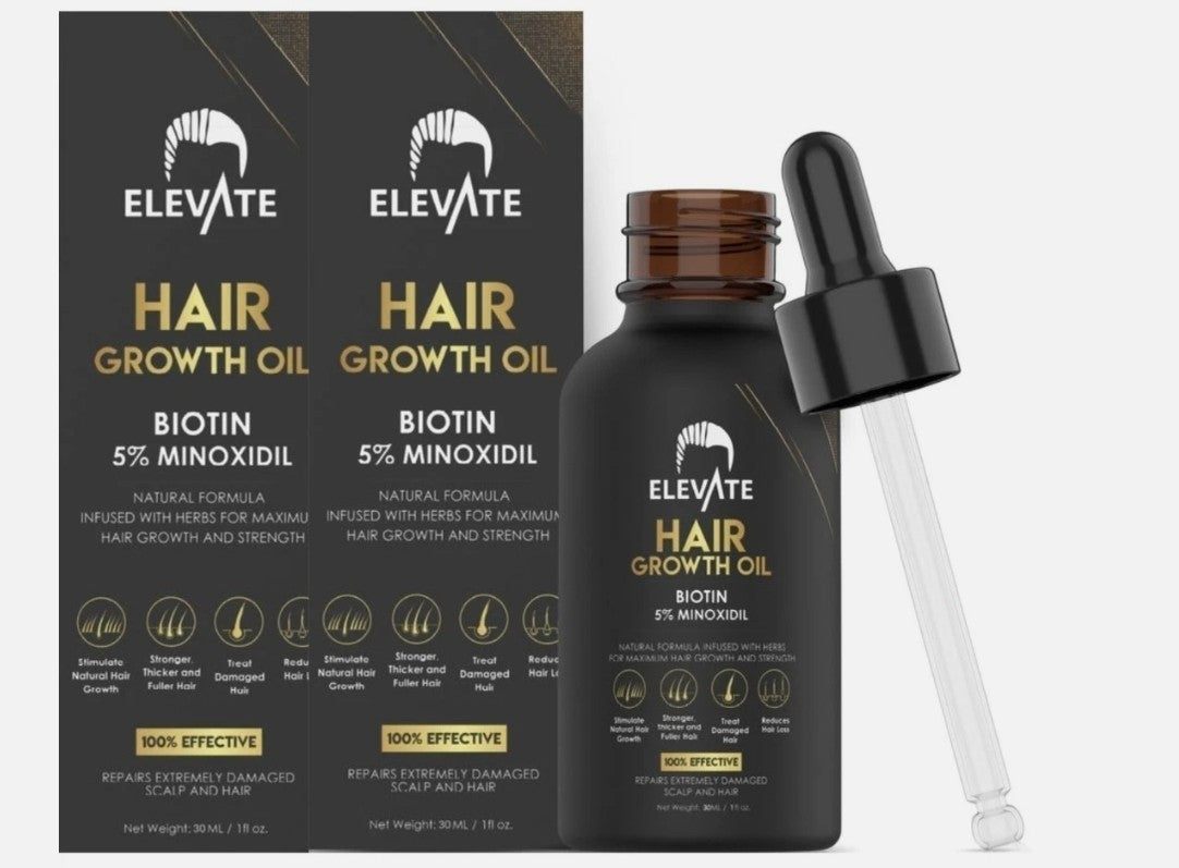 Hair Growth Oil 2-Pack with Minoxidil & Biotin for Thinning Hair