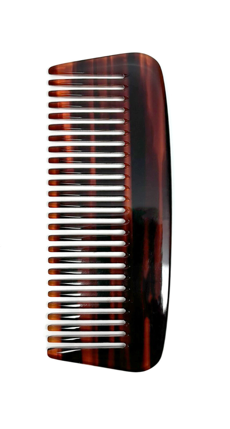 Handmade Swiss Tortoise Shell Comb 4.5 Inch Wide Tooth for Thick Hair