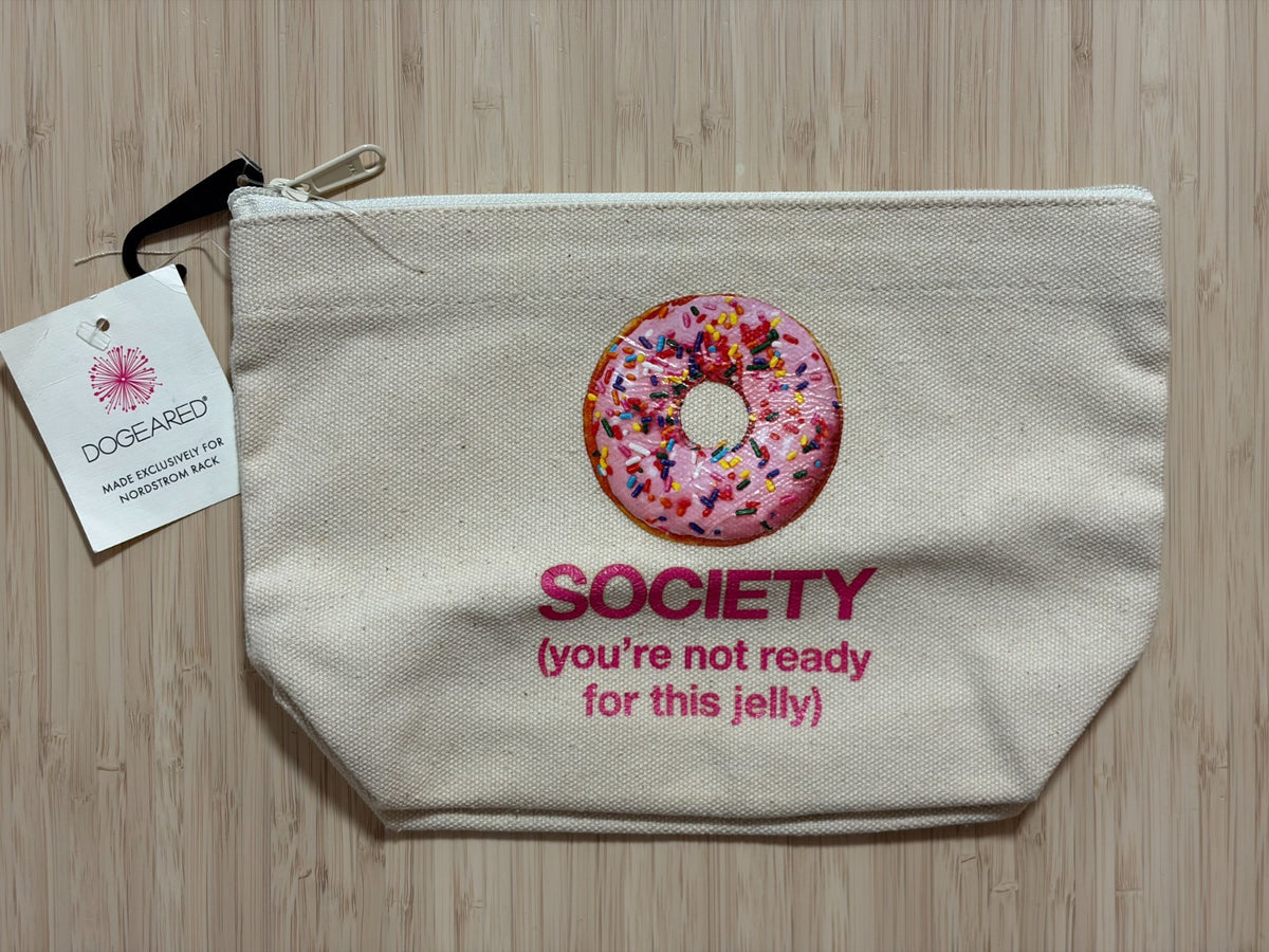 Doughnut Makeup Bag with Lil Zip - Mint Color, 10L x 3W x 7H