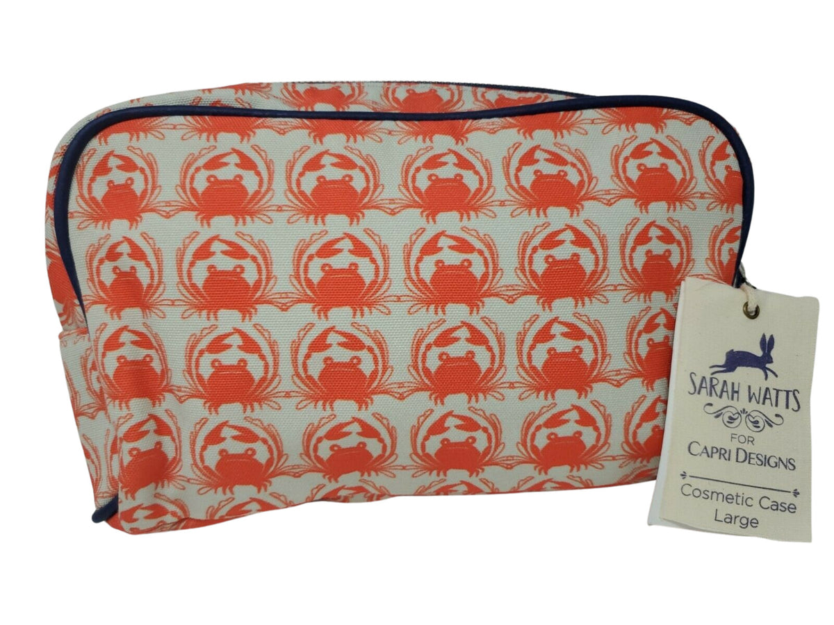 Large Nautical Crab Design Cosmetic Bag for Travel & Makeup Storage