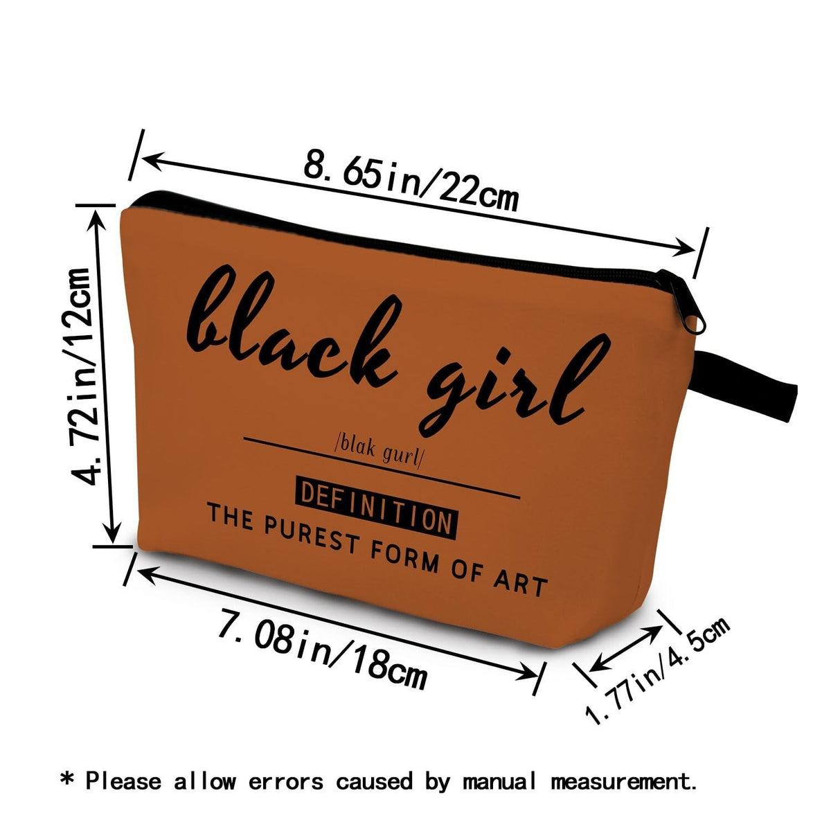 African American Black Woman Makeup Bag Inspirational Organizer Toiletry Pouch
