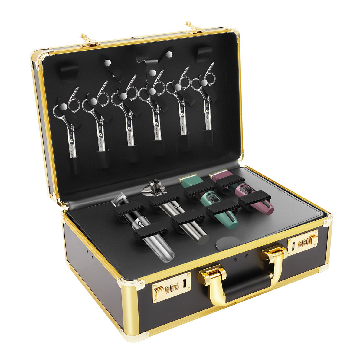 Professional Gold Barber Salon Tool Storage Travel Carry Case