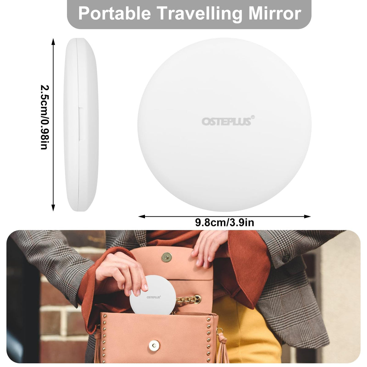 LED Compact Travel Mirror with 3X Magnification and Bright LED Lights