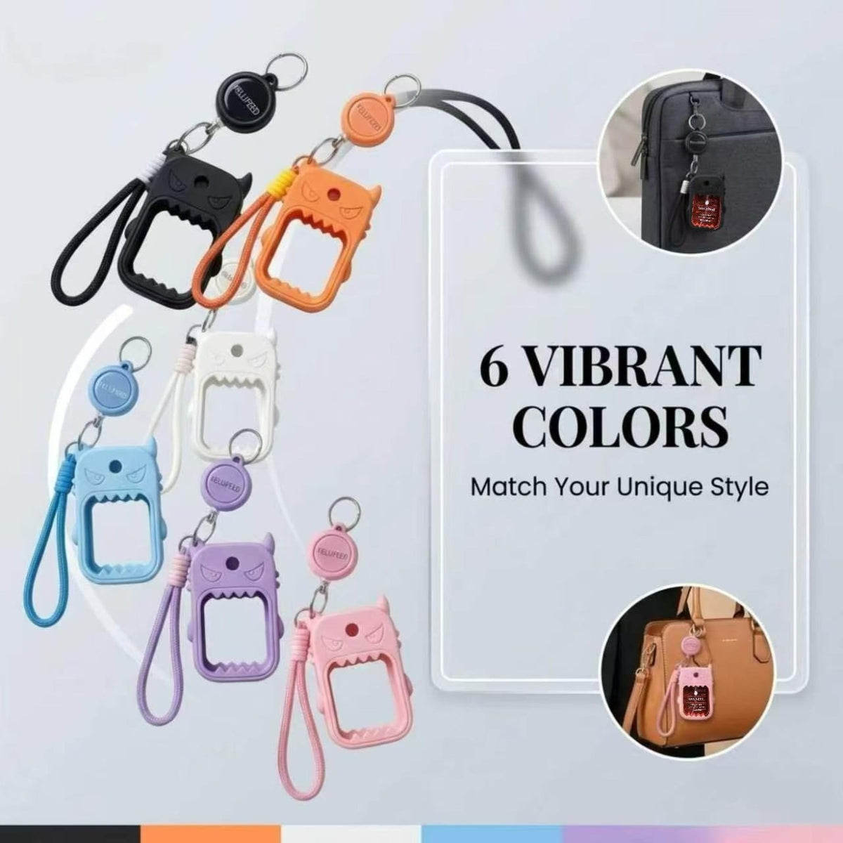 Silicone Hand Sanitizer Spray Holder Keychain with Retractable Lanyard - Cute Devil Design, Travel Size