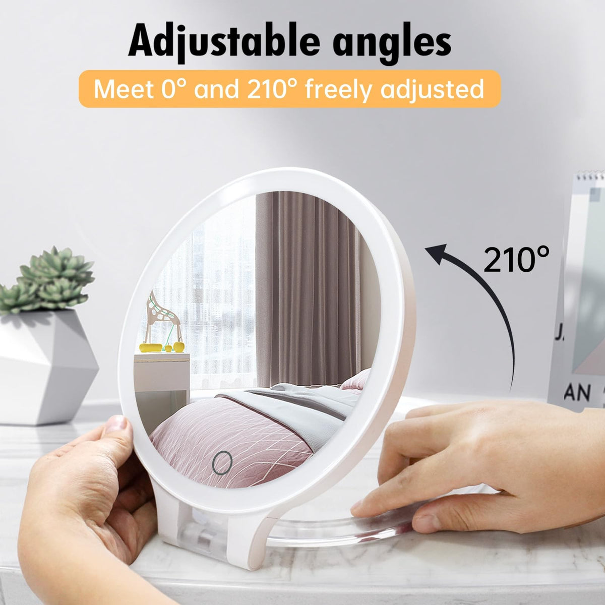 Lighted Double Sided Makeup Vanity Mirror with 30X Magnification and Rechargeable LED Lights