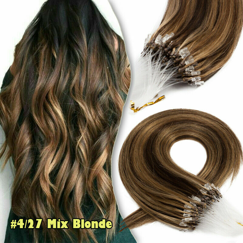 Micro Ring Loop Beads Tip Link Hair Extensions - 100% Remy Human Hair, Straight