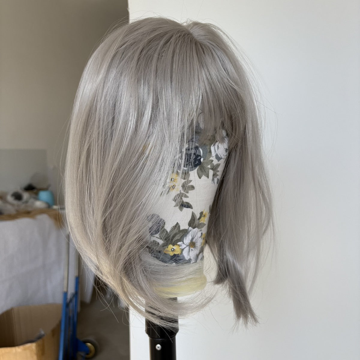 Grey Cosplay Wig with Bangs - Straight Heat-Resistant Synthetic Hair for Women