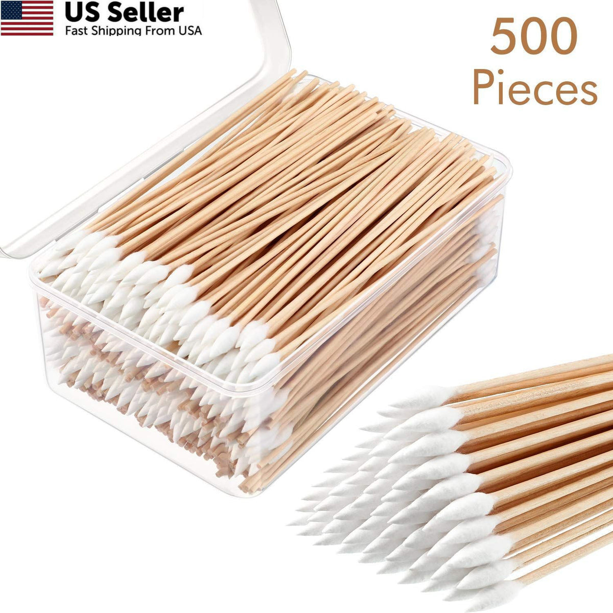 Long Cotton Swabs with Wooden Handles 6 Inch, 500 Pcs Cleaning & Art Supplies