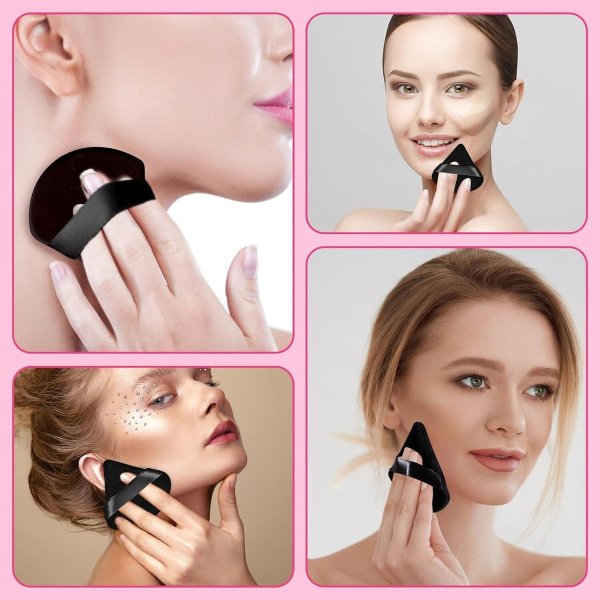 Dual-Use Triangle and Round Makeup Puffs - 6 Pack for Flawless Application