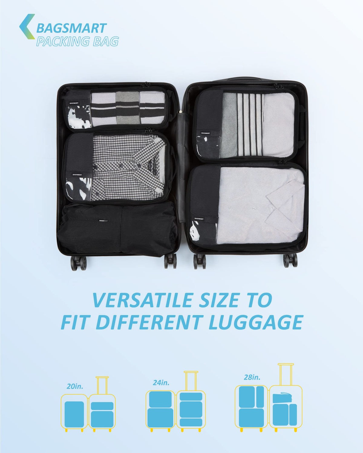 Travel Compression Packing Cubes Set – Lightweight Luggage Organizers for Suitcase Storage