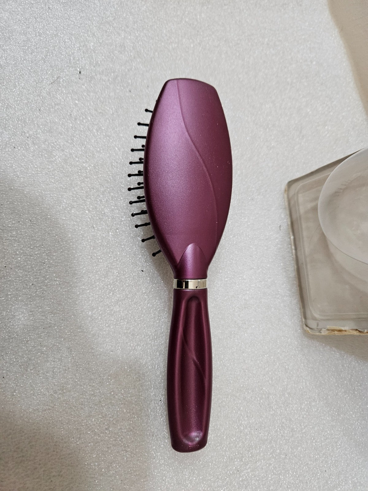 7-Inch Travel Grooming Brush with Nylon Bristles - Purple Revlon Cushion