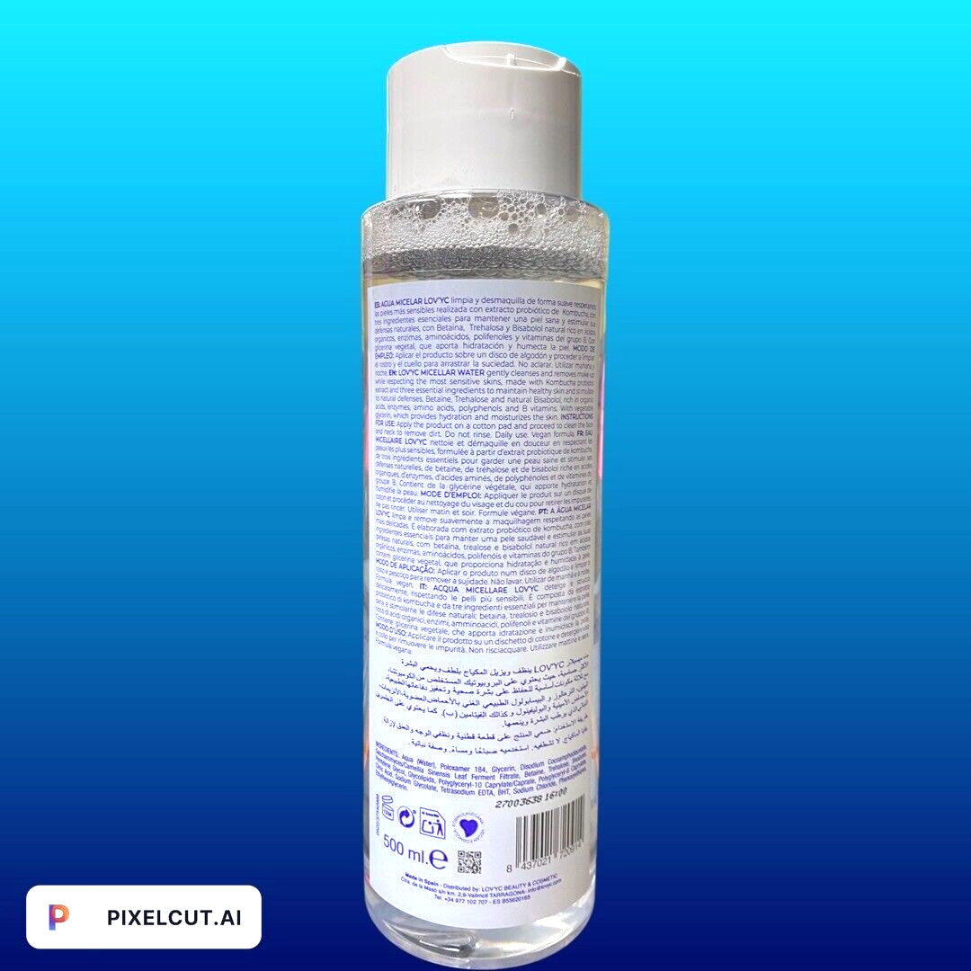 Micellar Water Cleanser 500ml - Gentle Makeup Remover & Skin Hydration