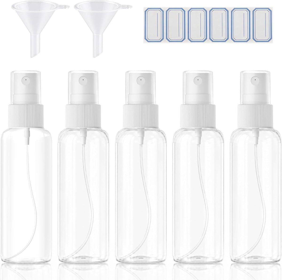 5 Pack 3.4oz Clear Plastic Spray Bottles with Fine Mist Sprayers