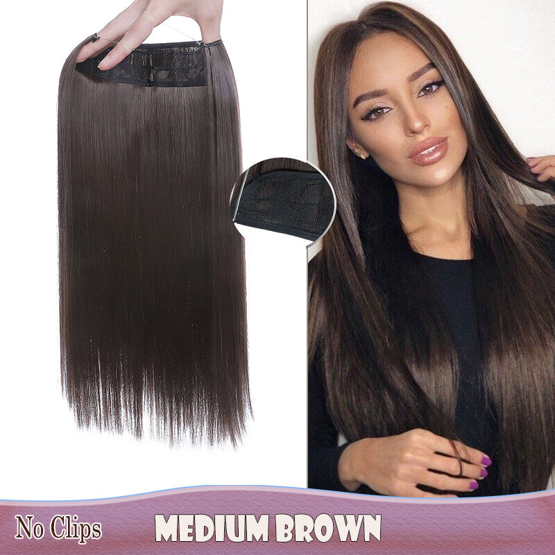 Invisible Wire Clip-In Hair Extensions with Clips & Replacement Wires - Natural & Wavy, 20/24 Inch