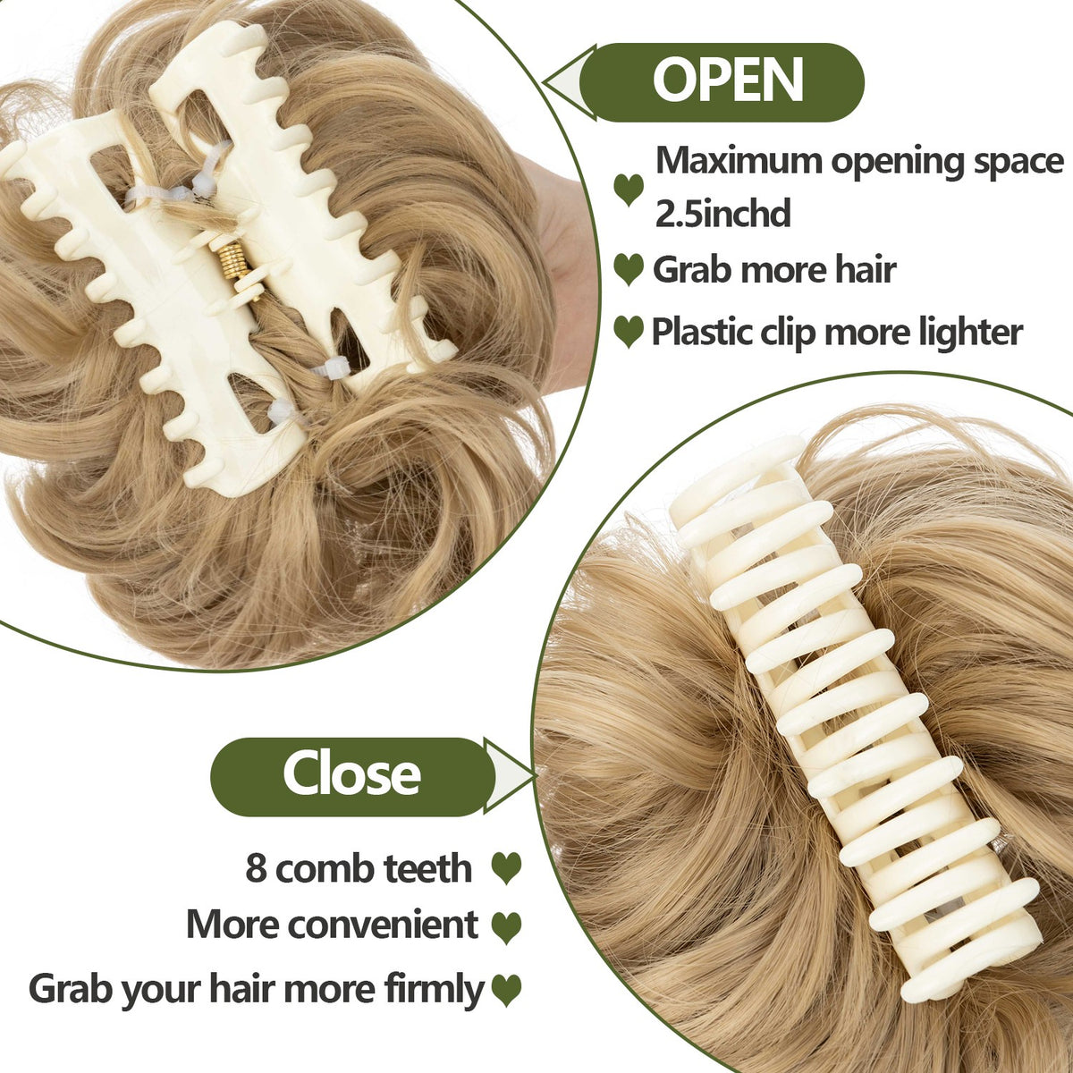 Natural Clip-In Messy Bun Hair Extension Hairpiece for Updo & Wedding