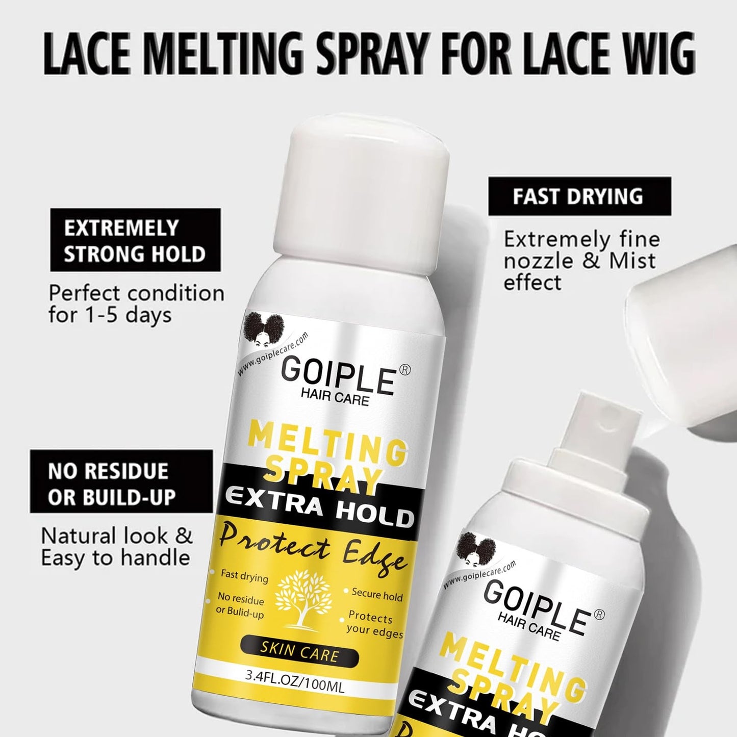 Wig Adhesive Spray Kit with Edge Wax & Tools for Seamless Lace Wig Bonding