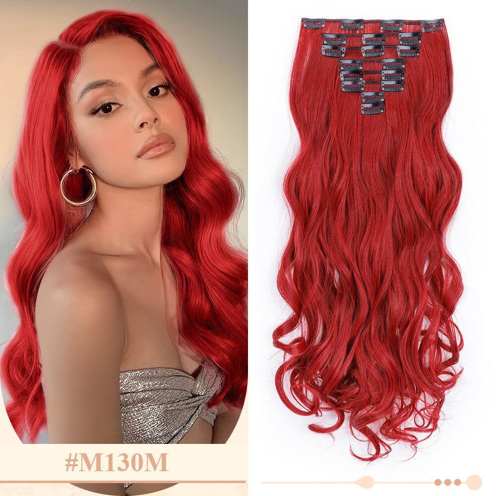 Clip-In Hair Extensions Full Head Ombre Highlight Synthetic Thick Hair 8-24 Inches