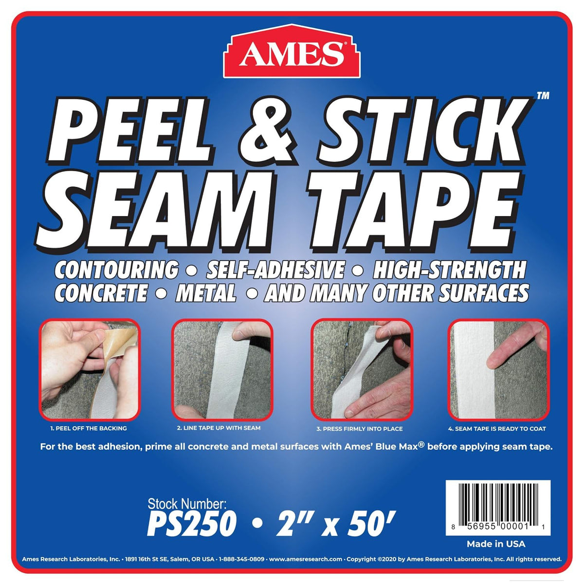 High-Strength Peel & Stick Seam Tape 2” x 50’ Grey Self-Adhesive Patch