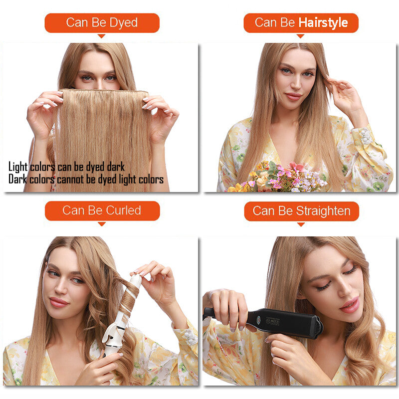 Clip-In Hair Extensions 3/4 Head Long Wavy Real Remy Human Hair 20-24 Inch