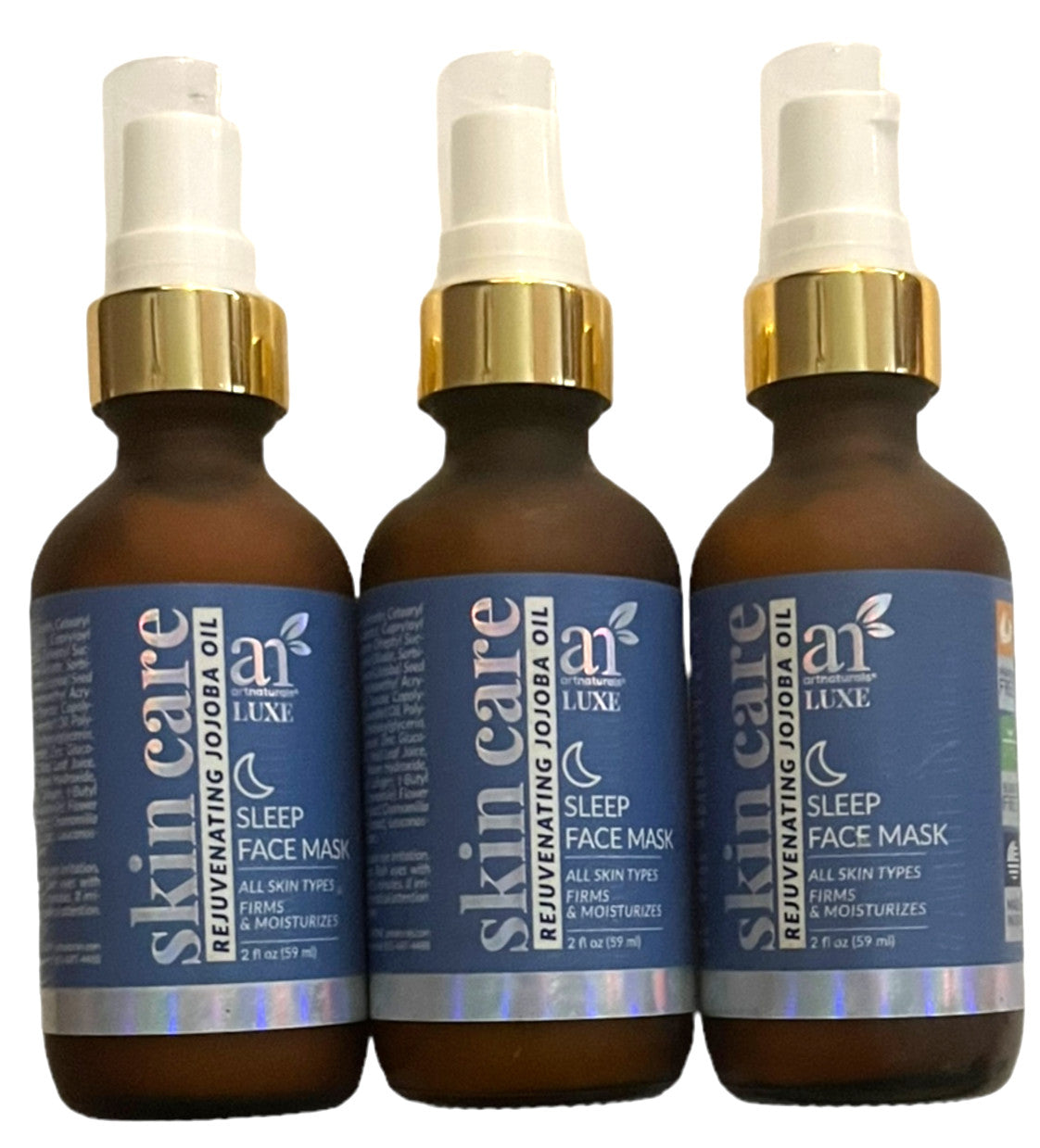 Jojoba Oil Sleep Mask - Rejuvenating Skin Care Treatment - 2oz, Pack of 3