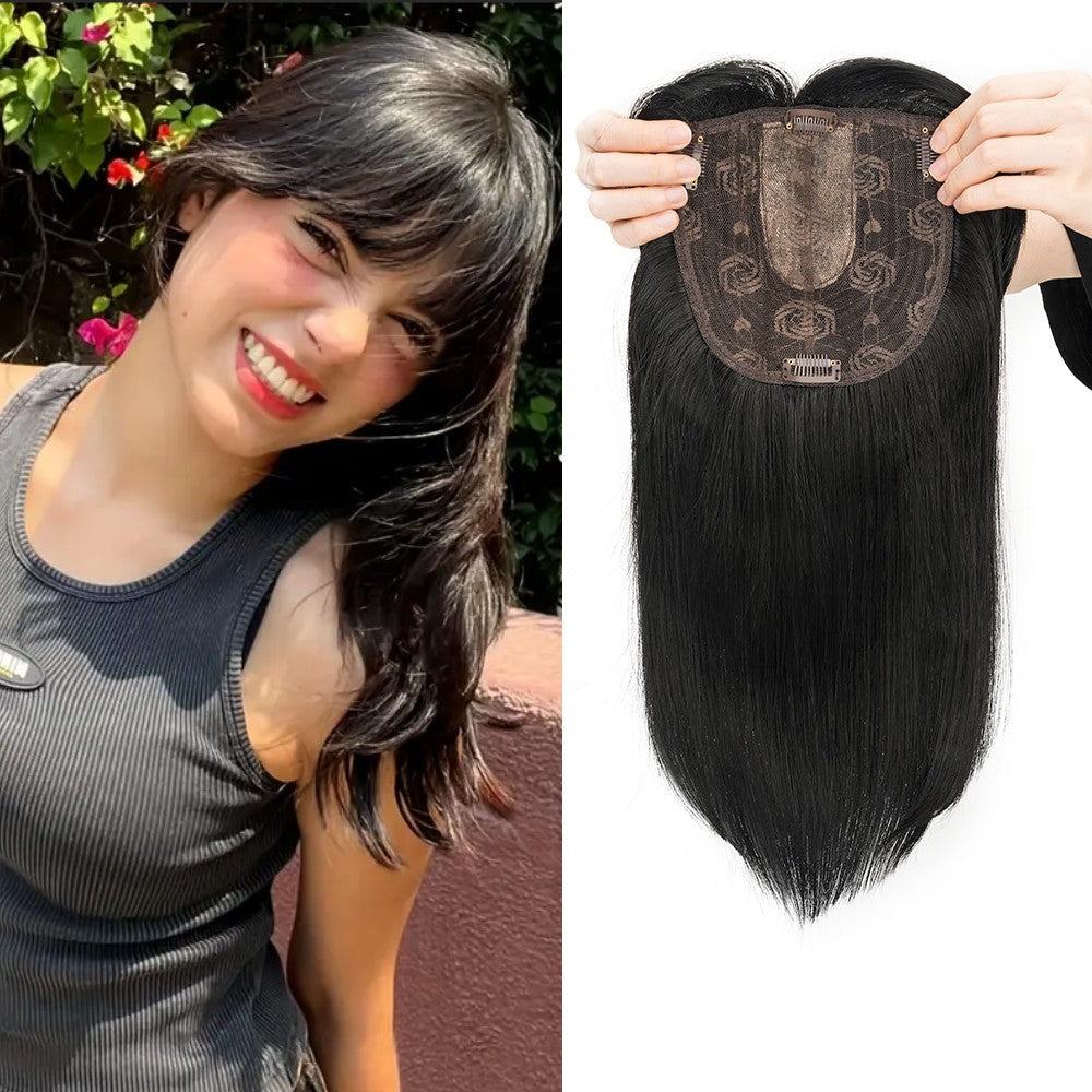 Women’s Clip-In Human Hair Topper with Hand-Tied Base - Water Wavy Style