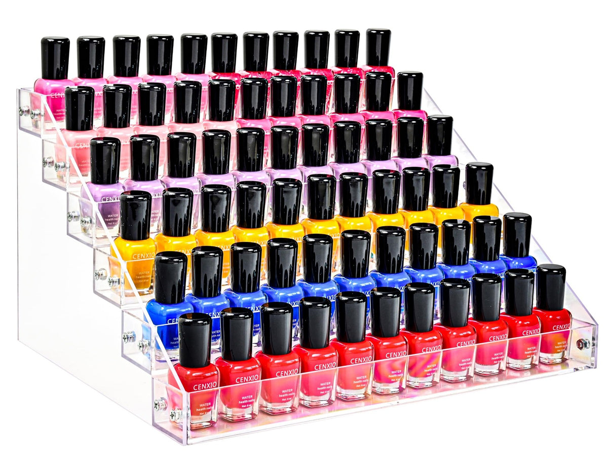 72 Bottle Nail Polish Organizer Rack Acrylic Display Storage 6-Tier