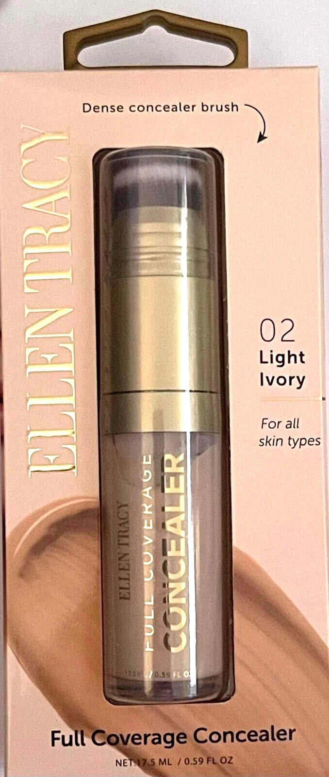 Full Coverage Concealer with Brush - Light Ivory, All Day Wear