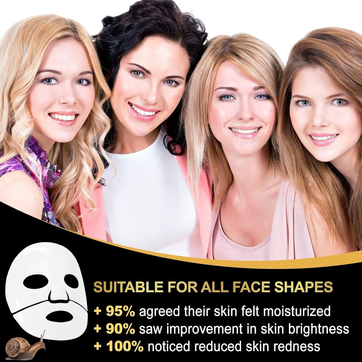 Hydrating Snail Mucin Hydrogel Face Mask Pack of 4 - Anti-Aging & Moisturizing