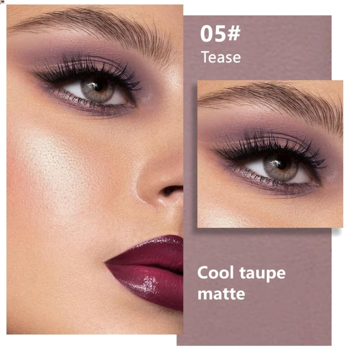 Taupe Single Eyeshadow Powder - Neutral, Waterproof & Blendable for Mature Skin
