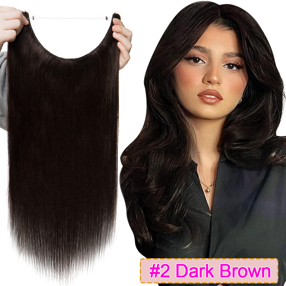 Invisible Wire Clip-In Hair Extensions - 100% Remy Human Hair, Easy to Wear