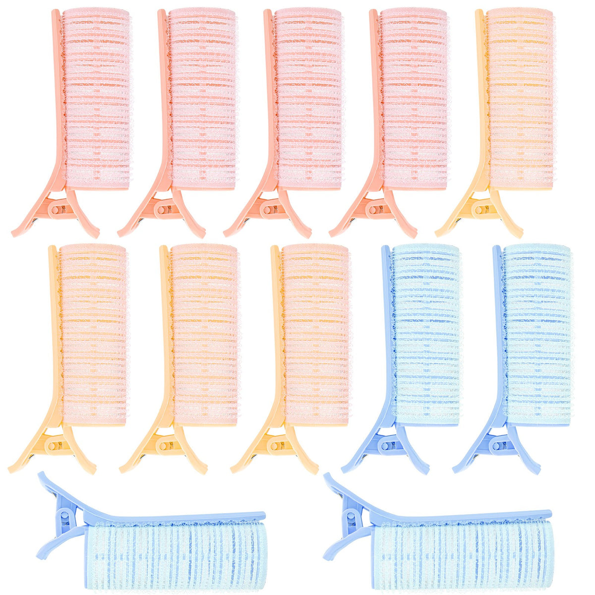 12PCS Small Heatless Curling Hair Rollers with Self-Grip Clips for All Hair Types