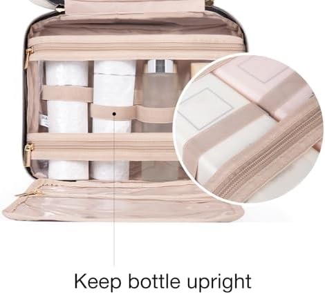 Large Water-Resistant Travel Toiletry Bag with Hanging Hook & Compartments