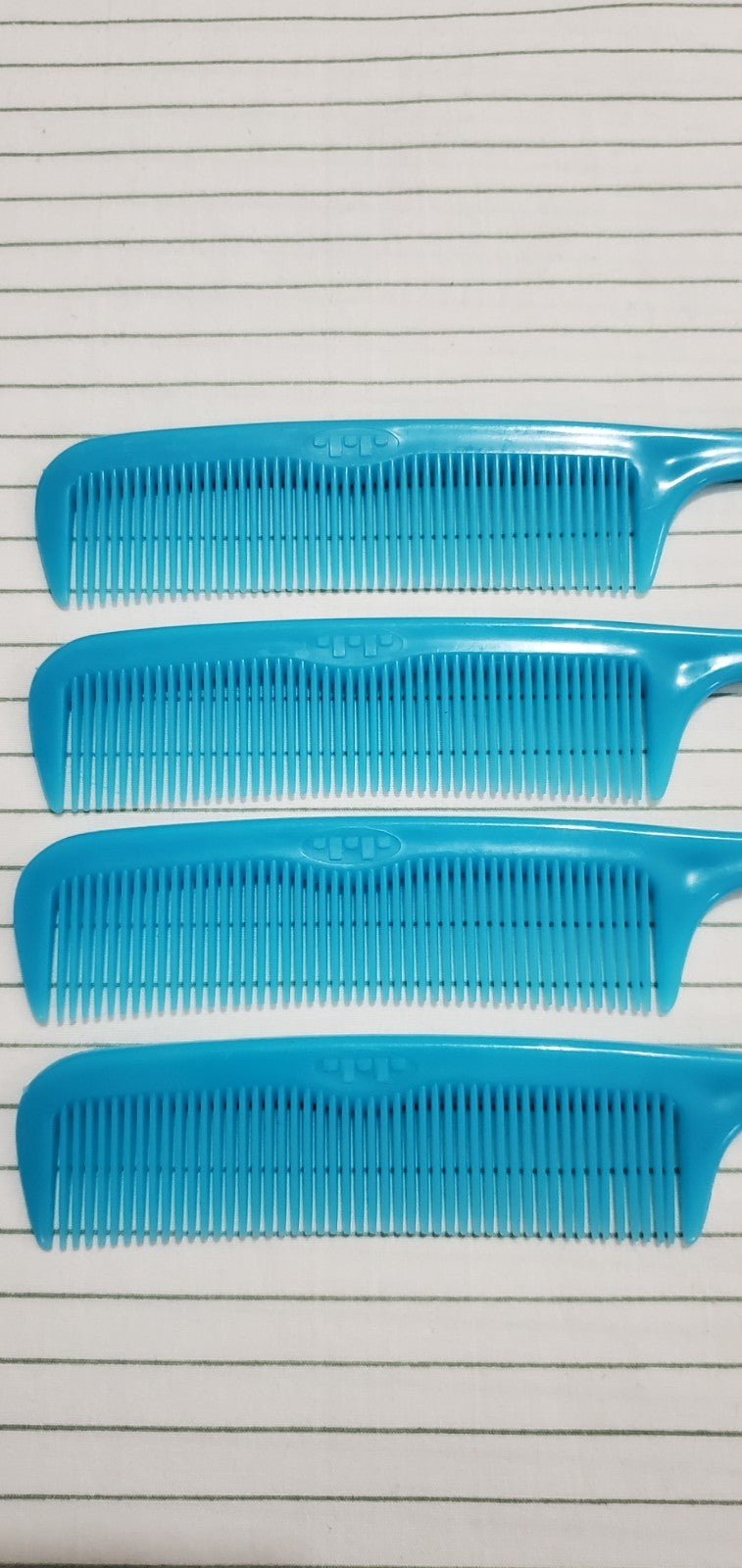 Vintage Blue Tip Top Unbreakable Hair Combs Set of 4 - 8 Inch Rat Tail Styling Tool