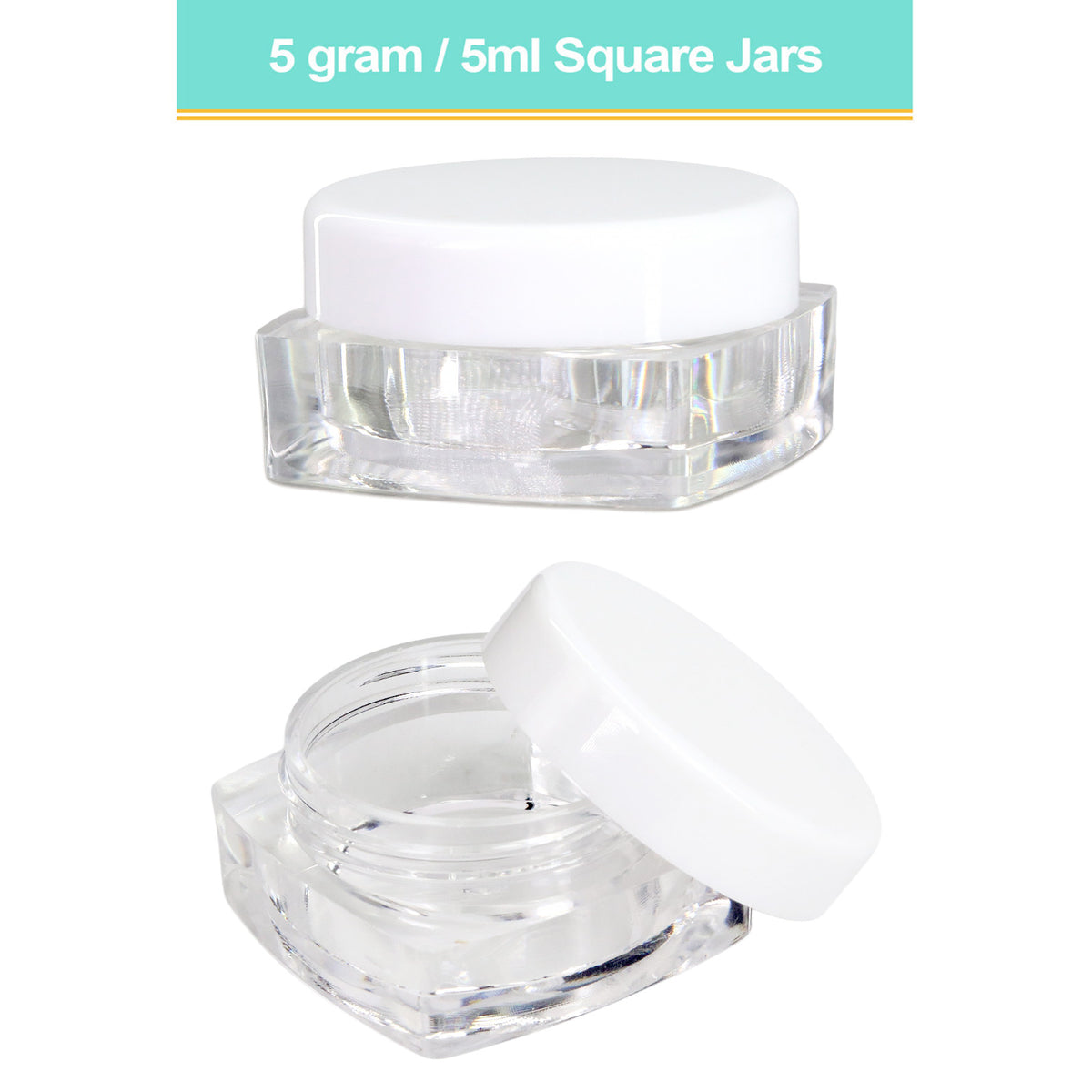 Reusable 5G/5ML Square Clear Jars with Lids for Cosmetics & Lip Balm