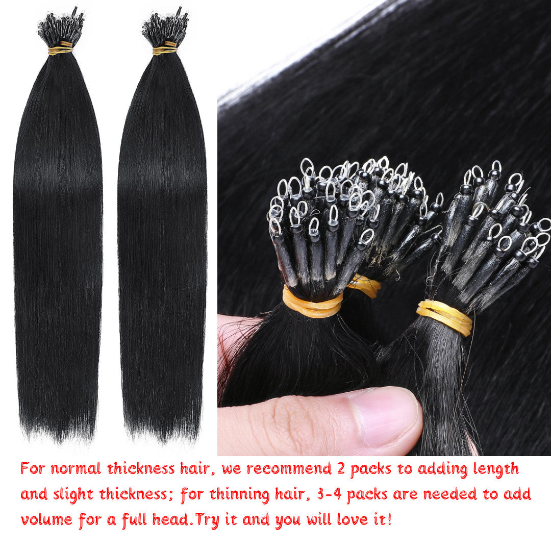 Thick Remy Human Hair Extensions Nano Ring Micro Loop Beads Caramel