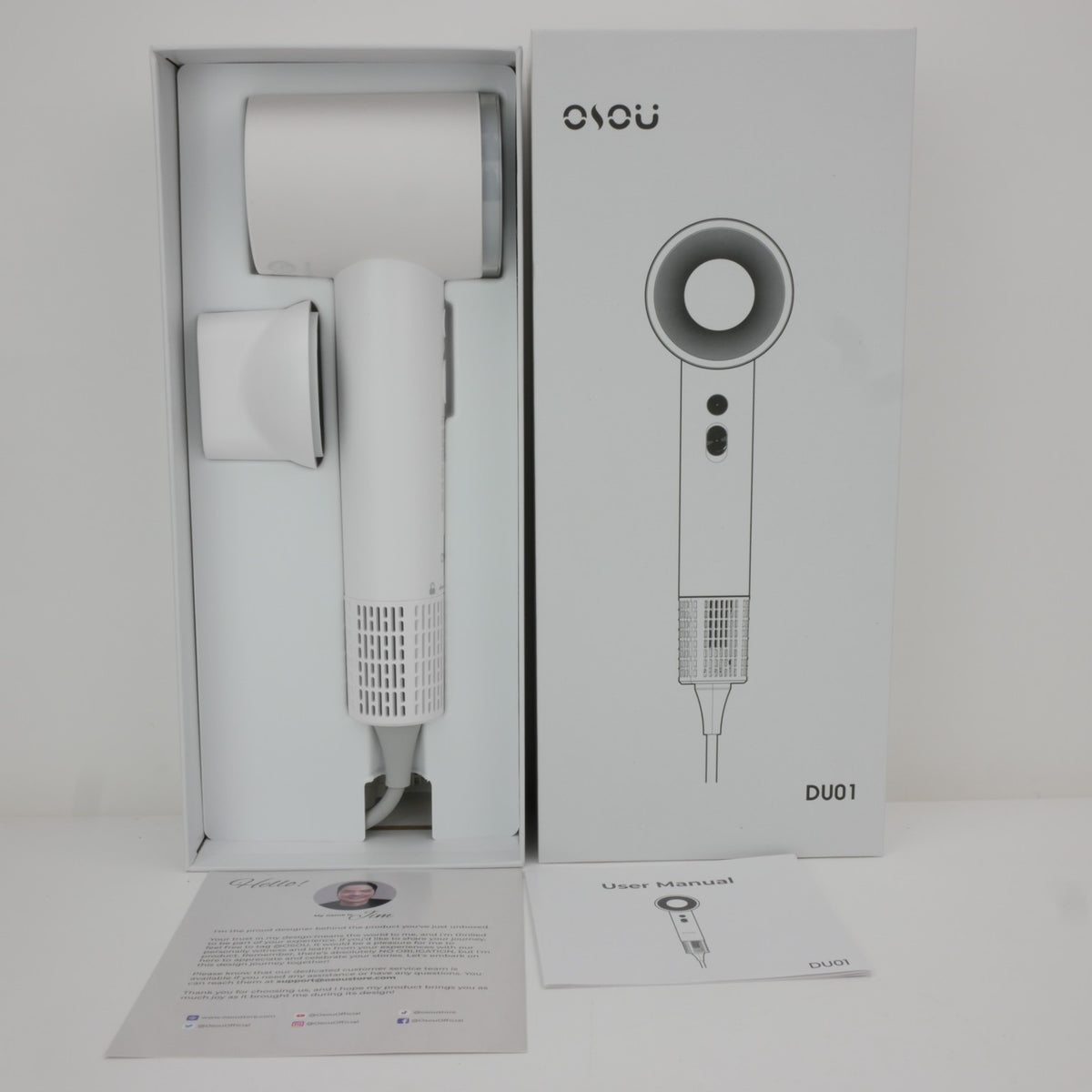 High Speed Hair Dryer 110k RPM Professional Ionic Blow Dryer - White