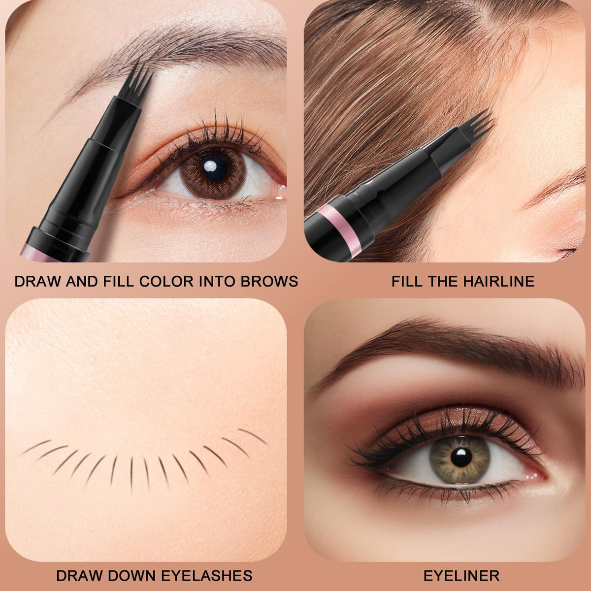 Waterproof Microblading Eyebrow Pencil - Dark Brown 2-in-1 Brow Pen