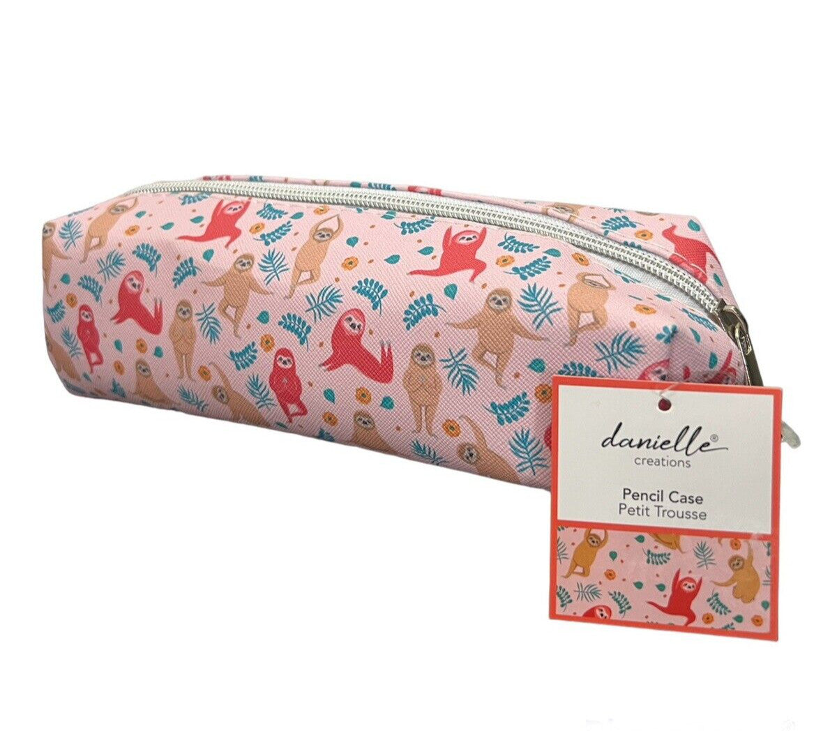 Pink Sloth Tree Cosmetic Makeup Travel Bag Pencil Case
